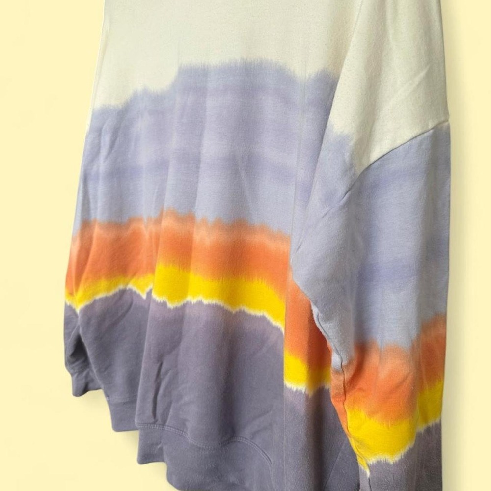 Athleta Coaster Luxury Tie Dye Crewneck Sunset Stripe Soft Fleece Pullover - Picture 3 of 5